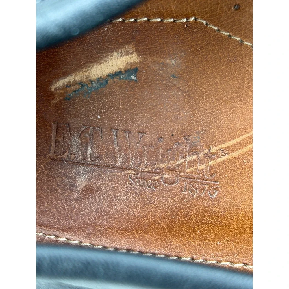 ET Wright Mens Black Leather Moc Toe Loafers Made‎ in Italy 80260 Size 14 D